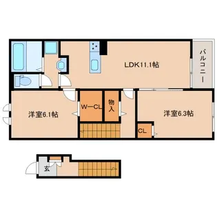 奈良県奈良市白毫寺町【アパート】の間取り