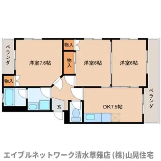 静岡県静岡市葵区瀬名2丁目【マンション】の間取り