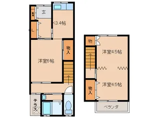 奈良県大和高田市土庫2丁目【テラスハウス】の間取り