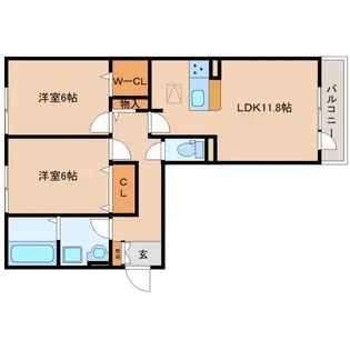 奈良県奈良市北永井町【アパート】の間取り