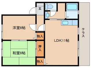 京都府木津川市梅美台1丁目【アパート】の間取り