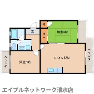 静岡県静岡市清水区蜂ヶ谷【マンション】の間取り
