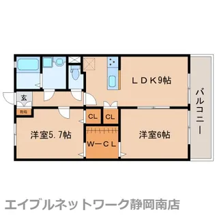 2LDKの間取り画像