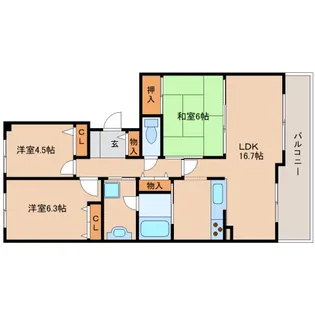 奈良県奈良市中登美ヶ丘4丁目【マンション】の間取り