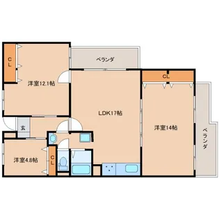奈良県奈良市山陵町【マンション】の間取り