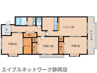 静岡県静岡市駿河区丸子新田【マンション】の間取り