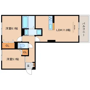 奈良県北葛城郡王寺町本町4丁目【アパート】の間取り