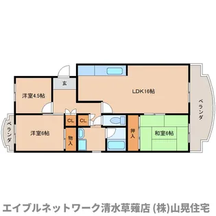 静岡県静岡市清水区草薙【マンション】の間取り