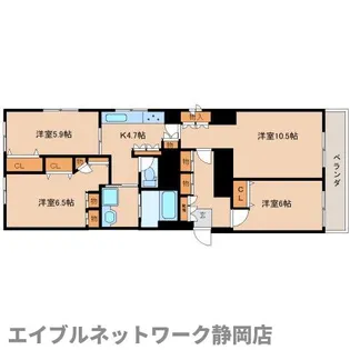 静岡県静岡市葵区七間町【マンション】の間取り