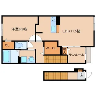 奈良県奈良市佐保台西町【アパート】の間取り