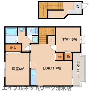 静岡県静岡市清水区袖師町【アパート】の間取り
