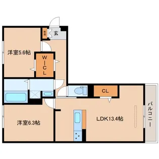 奈良県生駒郡斑鳩町法隆寺南3丁目【アパート】の間取り