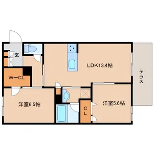 奈良県奈良市法蓮町【アパート】の間取り