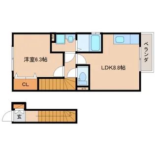 奈良県奈良市大安寺1丁目【アパート】の間取り