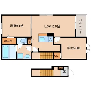 京都府木津川市木津奈良道【アパート】の間取り