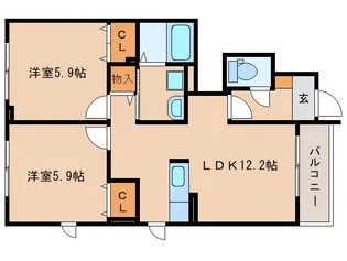 京都府木津川市加茂町里中門伝【アパート】の間取り