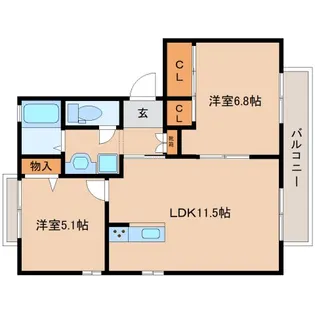 京都府木津川市梅美台1丁目【アパート】の間取り