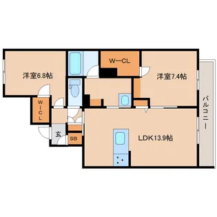 奈良県大和高田市西三倉堂1丁目【マンション】の間取り