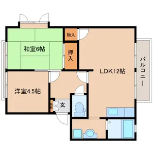 奈良県奈良市法蓮町【アパート】の間取り