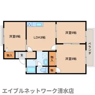 静岡県静岡市清水区船越南町【アパート】の間取り