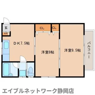 静岡県静岡市葵区唐瀬1丁目【アパート】の間取り