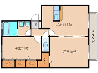 奈良県奈良市帝塚山1丁目【アパート】の間取り