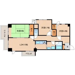 奈良県奈良市あやめ池南2丁目【マンション】の間取り