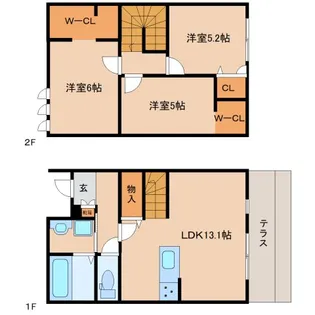 京都府木津川市城山台6丁目【テラスハウス】の間取り