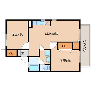 奈良県奈良市学園中3丁目【アパート】の間取り