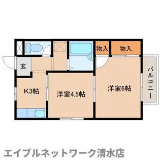 静岡県静岡市清水区駒越西1丁目【アパート】の間取り