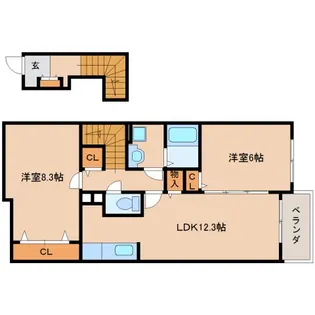 奈良県生駒市南田原町【アパート】の間取り