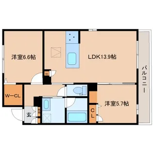 奈良県奈良市西大寺野神町1丁目【マンション】の間取り