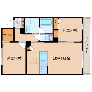 奈良県奈良市西大寺野神町1丁目【マンション】の間取り