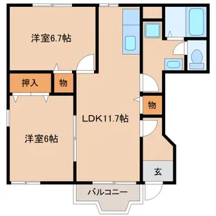 奈良県天理市前栽町【アパート】の間取り