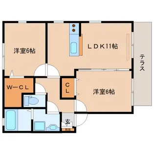 奈良県奈良市四条大路3丁目【アパート】の間取り