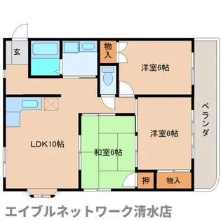 静岡県静岡市清水区押切【マンション】の間取り