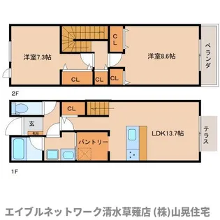 静岡県静岡市駿河区谷田【タウンハウス】の間取り