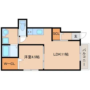 奈良県奈良市法蓮町【アパート】の間取り
