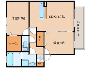 奈良県奈良市四条大路3丁目【アパート】の間取り