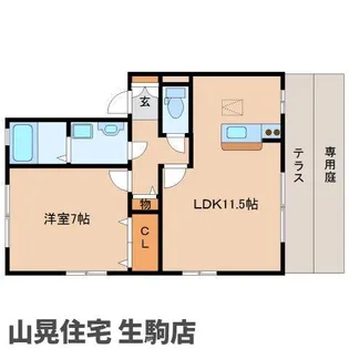 奈良県生駒市俵口町【アパート】の間取り