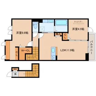奈良県生駒郡斑鳩町龍田南5丁目【アパート】の間取り