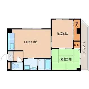 奈良県香芝市関屋【マンション】の間取り