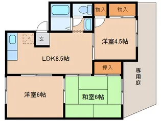奈良県葛城市加守【テラスハウス】の間取り