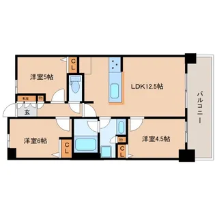 奈良県香芝市五位堂3丁目【マンション】の間取り