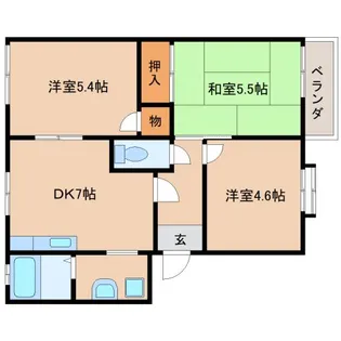 奈良県奈良市西登美ヶ丘6丁目【アパート】の間取り