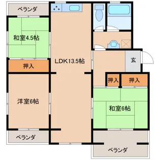 奈良県生駒市東生駒月見町【マンション】の間取り