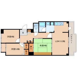 奈良県奈良市四条大路1丁目【マンション】の間取り