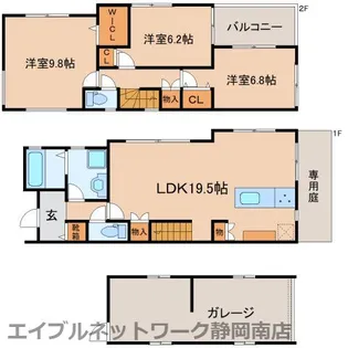 静岡県静岡市駿河区八幡5丁目【一戸建】の間取り