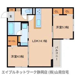 静岡県静岡市葵区北安東4丁目【アパート】の間取り