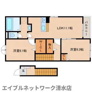 静岡県静岡市清水区八千代町【アパート】の間取り